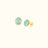 18K Gold Plated Stud Earrings Sky Blue Agate