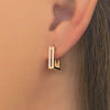 18K Gold Plated Small Square Hoop Earrings with CZ