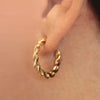 Gold Plated Twisted Rope Hoop Earrings Small