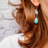 18K Gold Plated Turquoise Dangle Earrings
