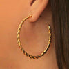Gold Plated Large Twisted Rope Hoop Earrings